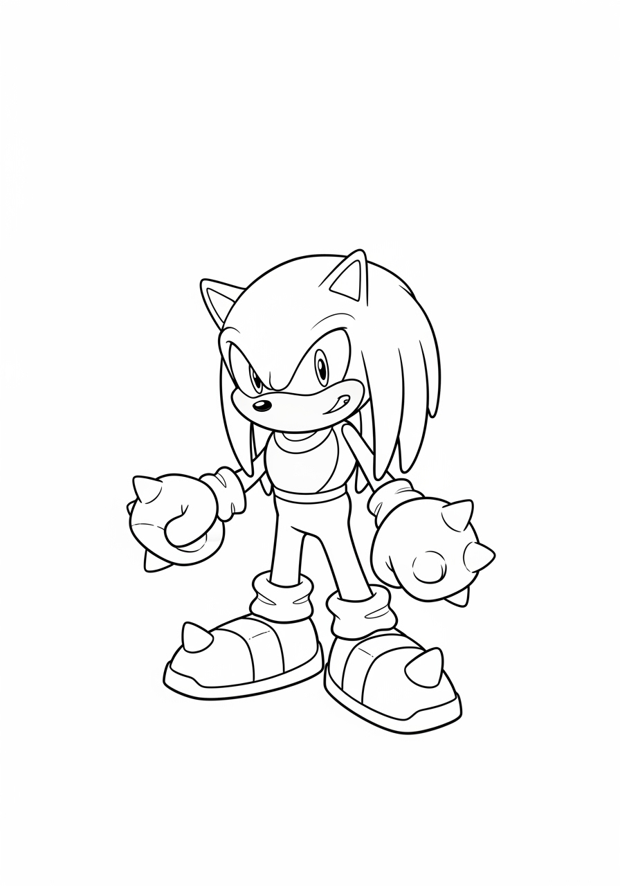 Desenho do Knuckles com luvas para imprimir e colorir