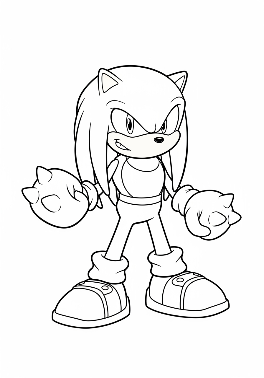 Desenho do Knuckles pronto para imprimir e colorir
