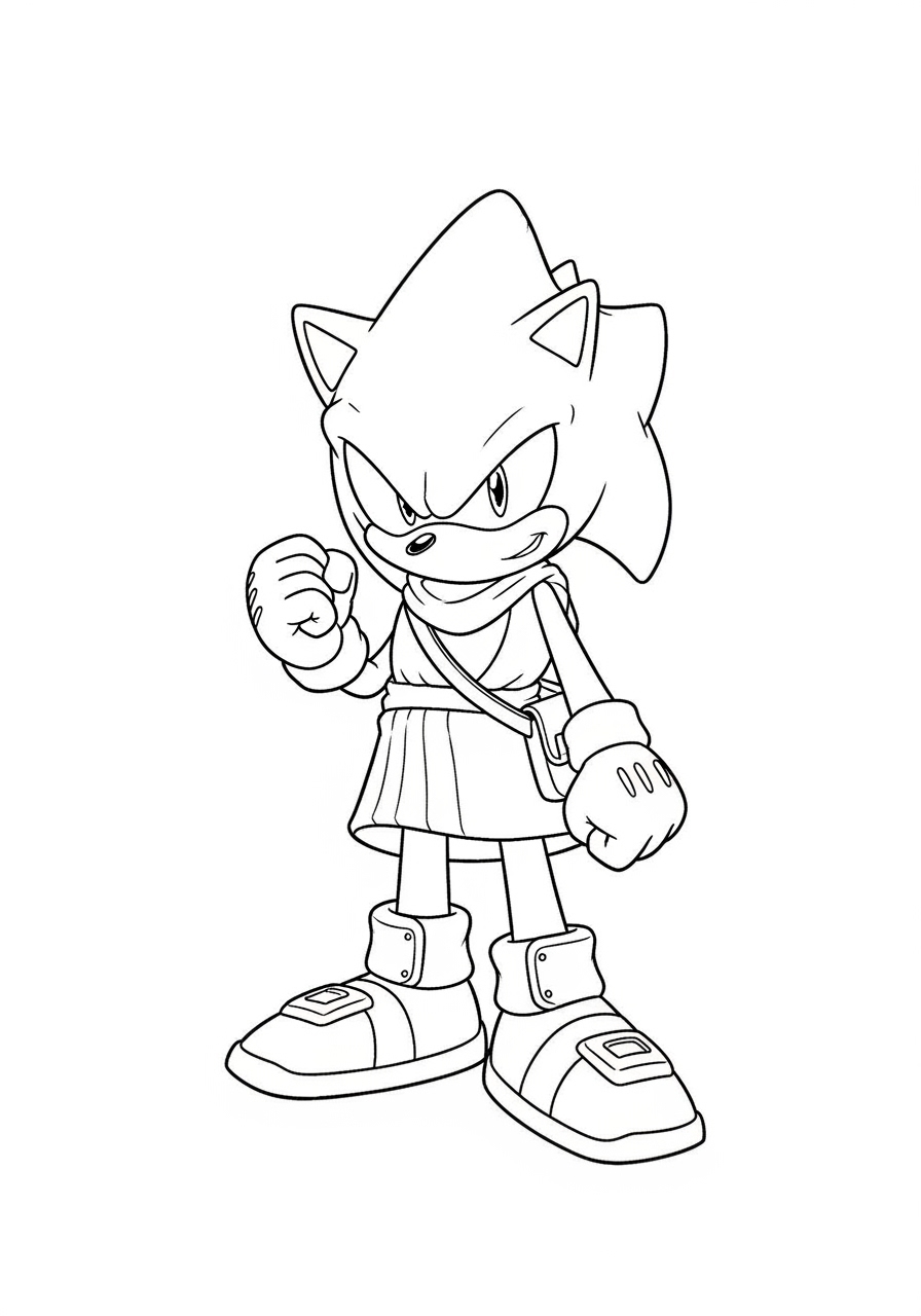 Desenho do Sonic vestido de lutador para imprimir e colorir