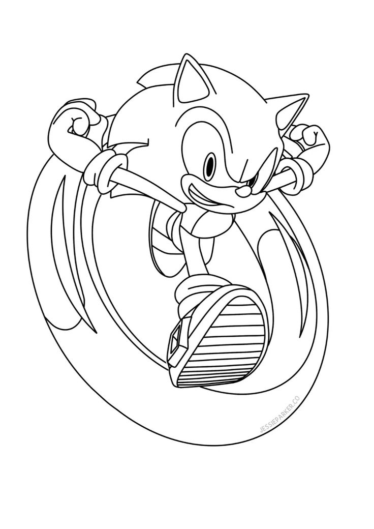Desenho do Sonic correndo para imprimir e colorir
