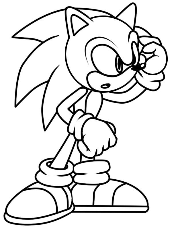 Desenho do Sonic pensativo para imprimir e colorir