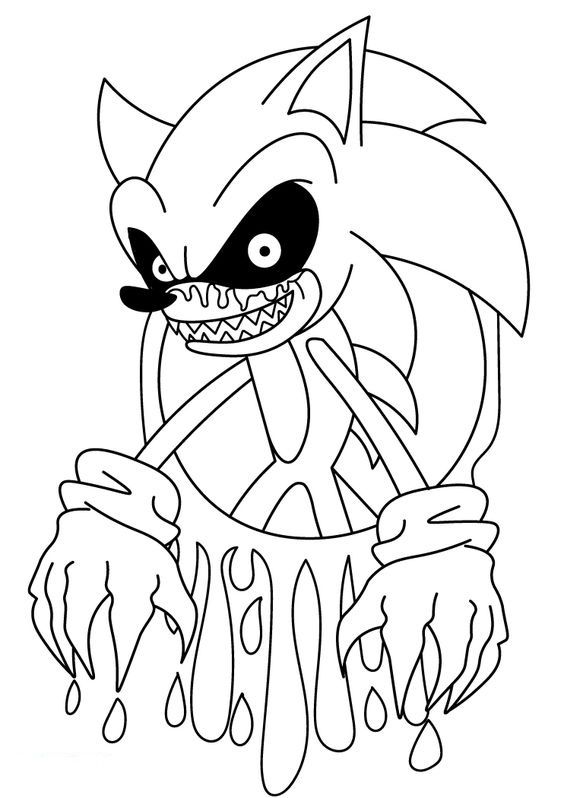 Desenho do Sonic demoníaco com garras para imprimir e colorir
