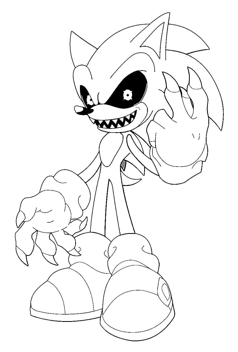 Desenho do Sonic com expressão feroz para imprimir e colorir