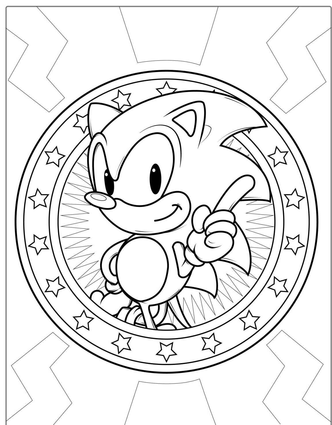Desenho do Sonic mostrando o dedo indicador para imprimir