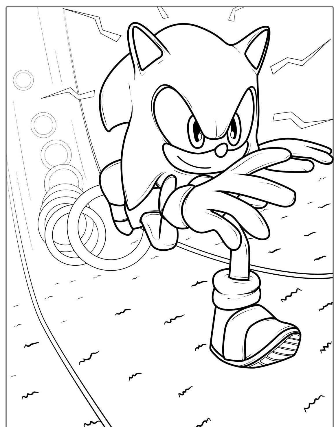Desenho do Sonic correndo em alta velocidade para imprimir
