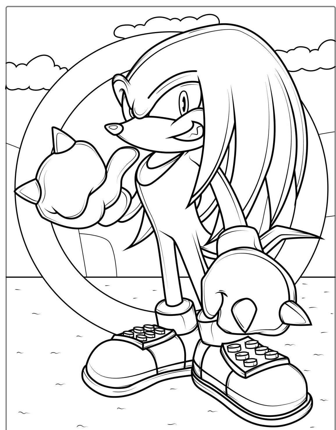 Desenho do Knuckles pronto para imprimir e colorir