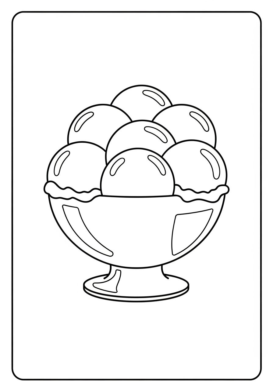Desenho de Sorvete em tigela com várias bolas para colorir