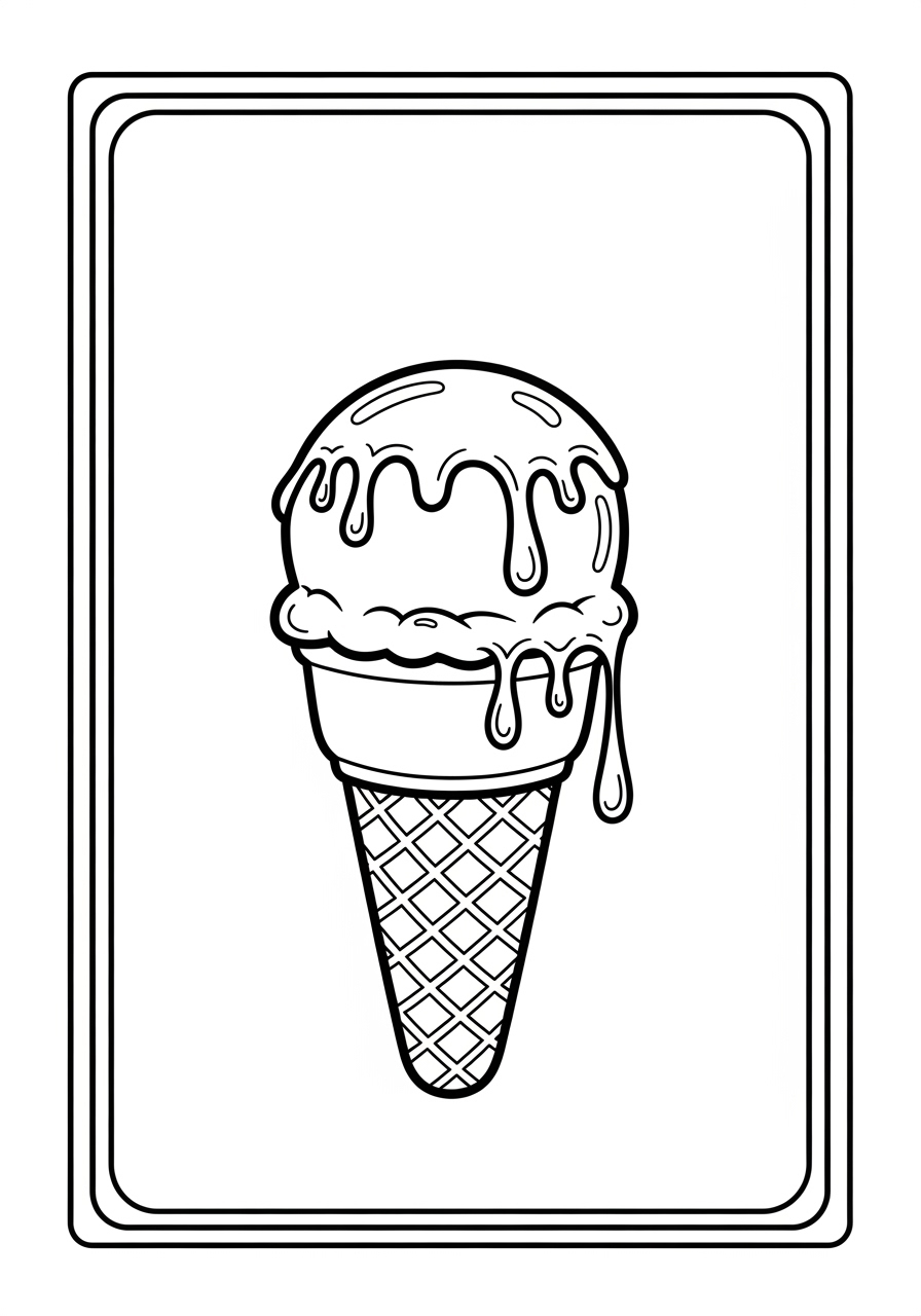 Desenho de Sorvete derretendo em cone para colorir