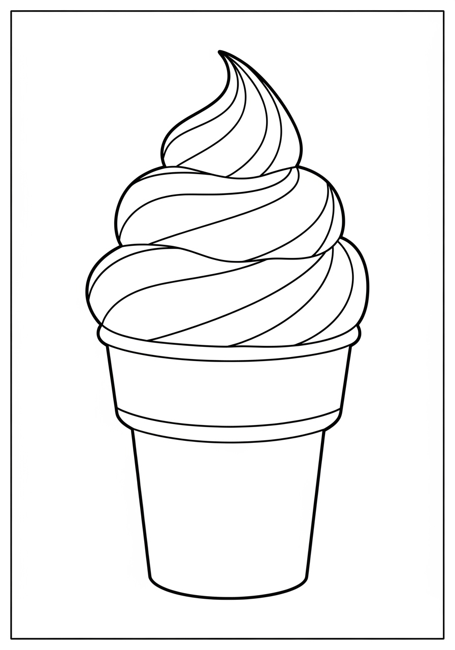 Desenho de Sorvete em copo com espiral para colorir