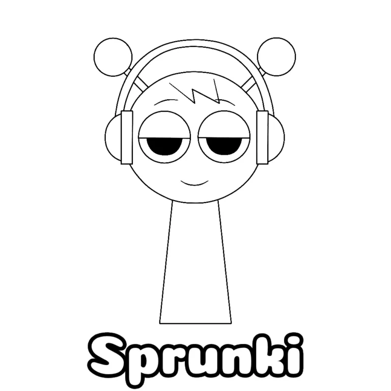 Desenho do Sprunki com fones de ouvido para colorir