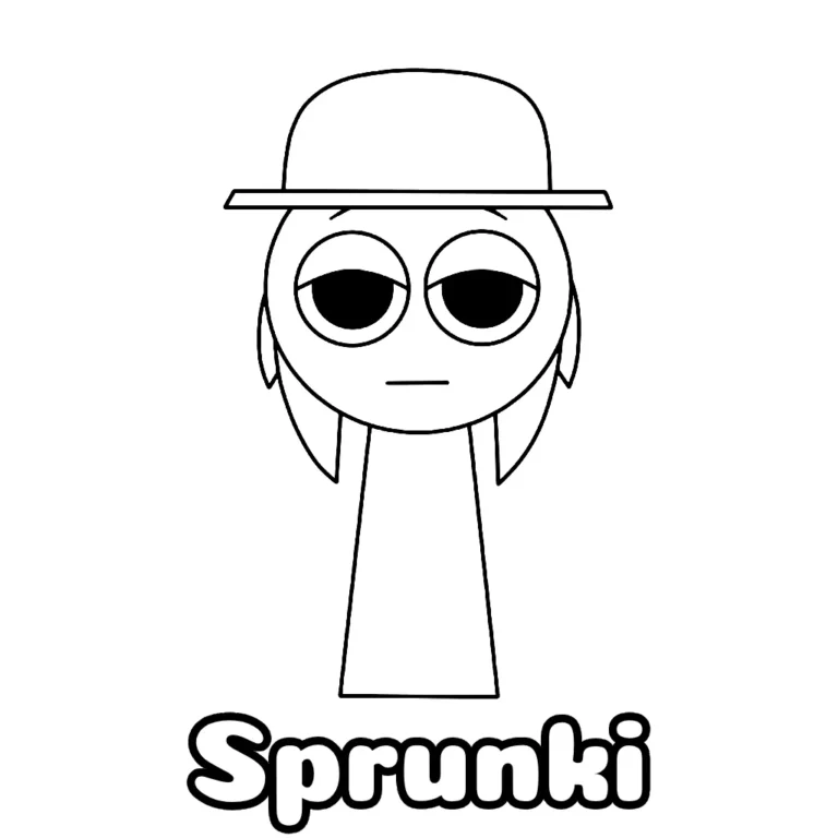 Desenho do Sprunki com chapéu para colorir