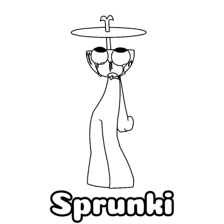 Desenho do Sprunki com guarda-chuva para colorir