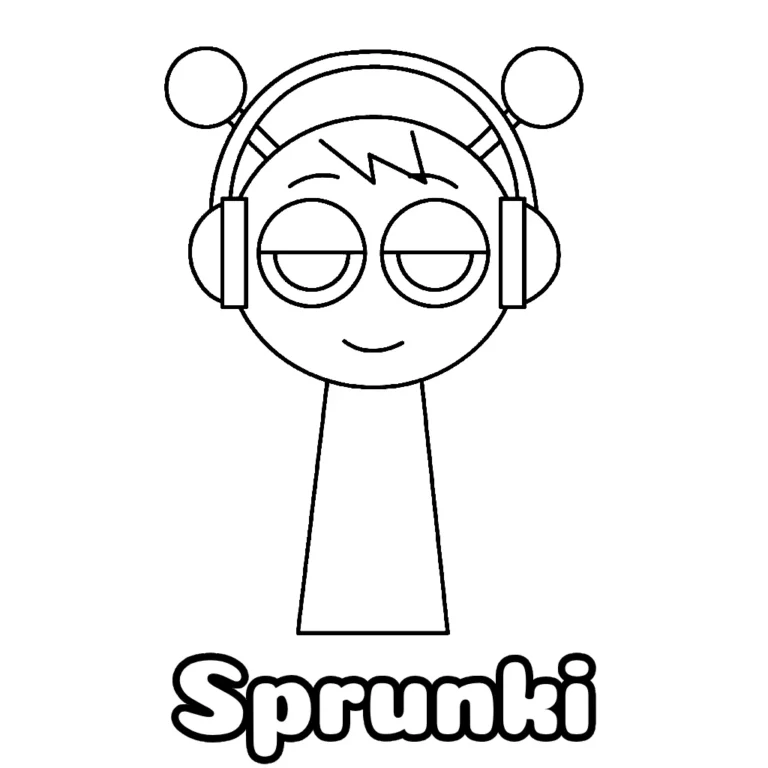 Desenho do Sprunki com fones de ouvido para colorir