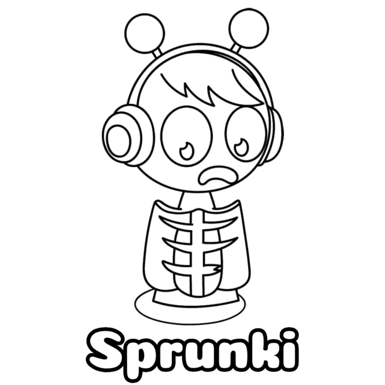 Desenho do Sprunki esquelético para colorir