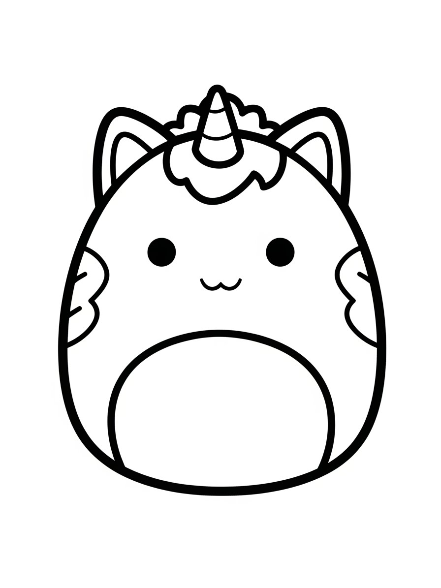 Desenho de Squishmallow de Unicórnio para colorir