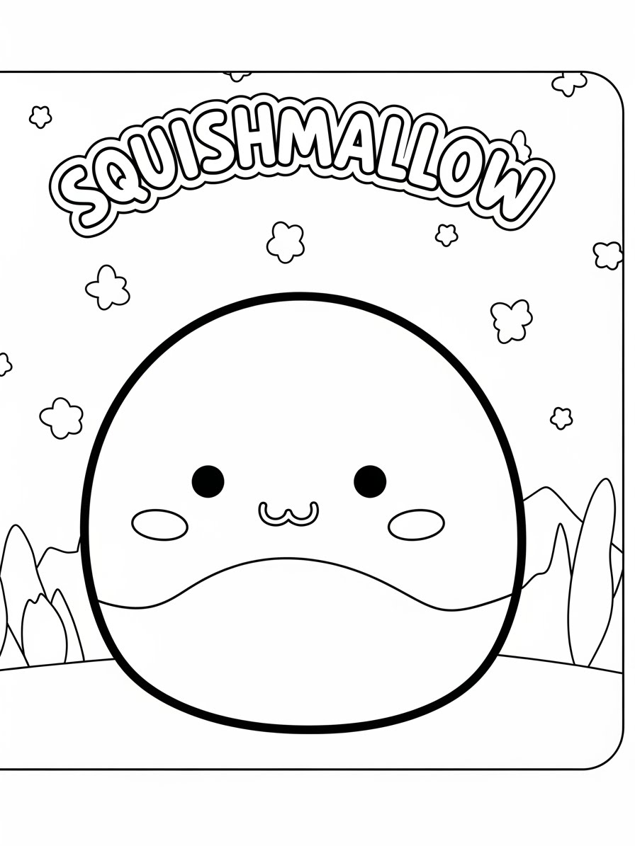 Desenho de Squishmallow sorridente para colorir
