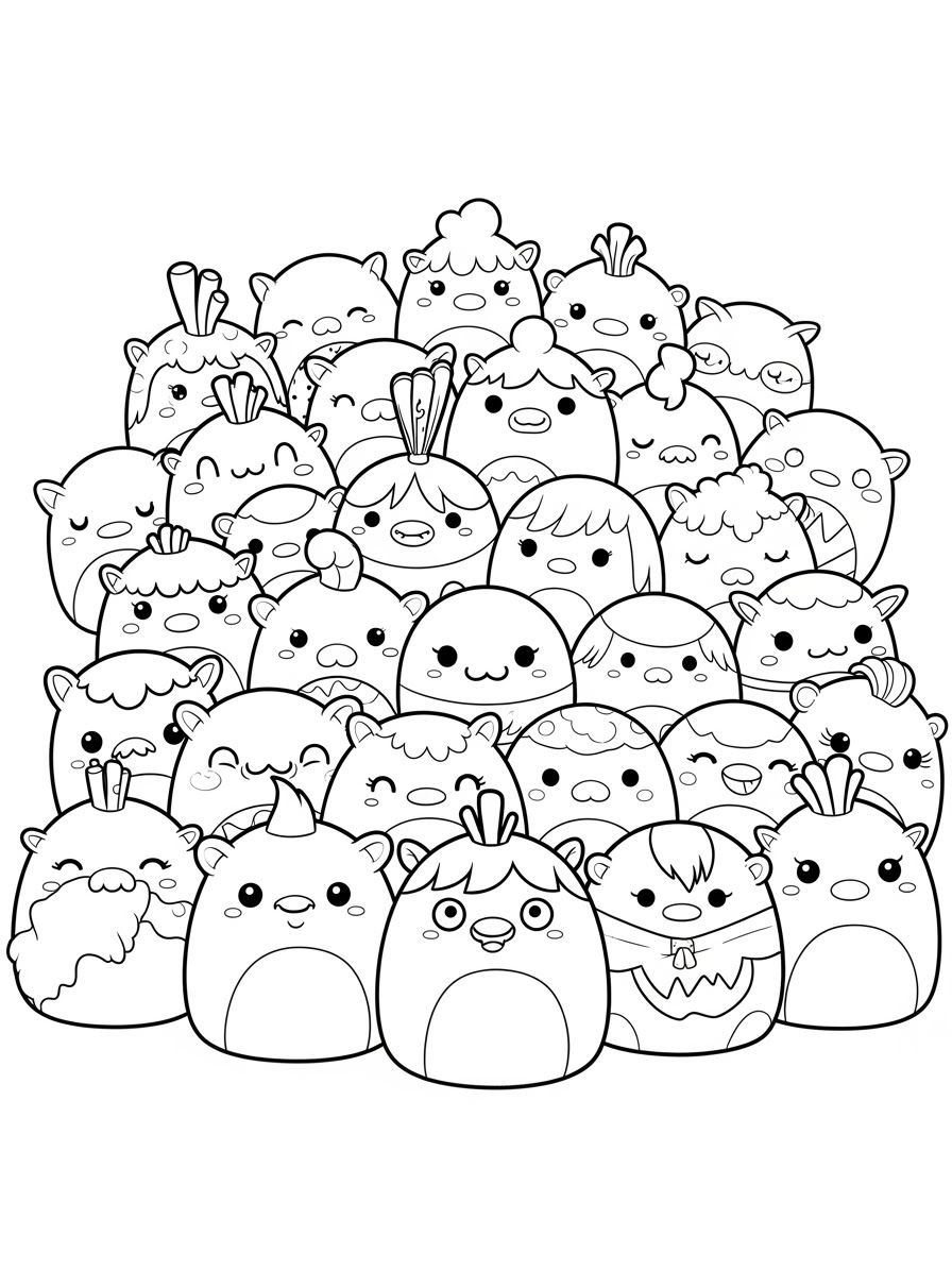 Desenho de Squishmallow diversos para colorir