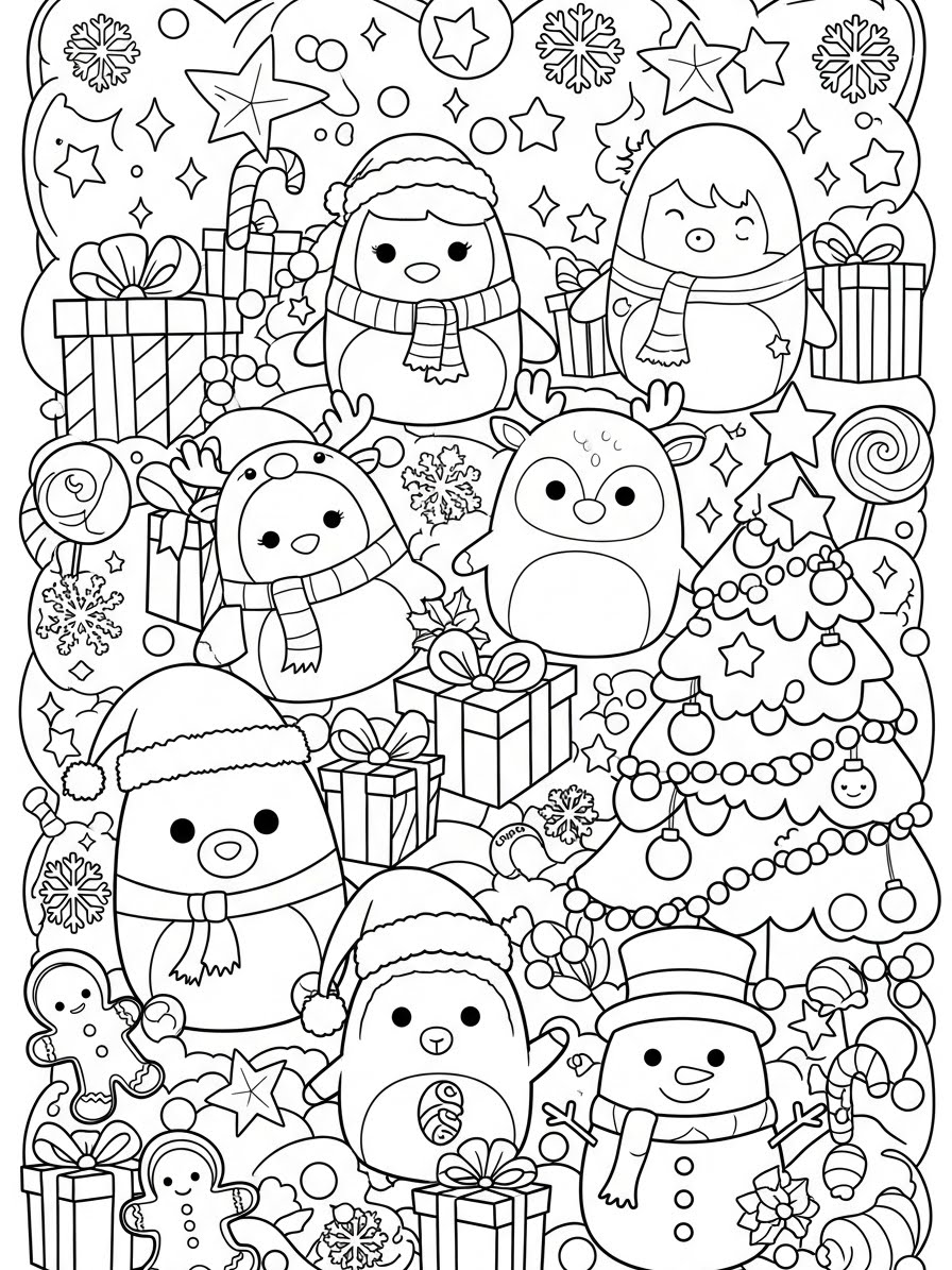 Desenho de Squishmallow de Natal para colorir