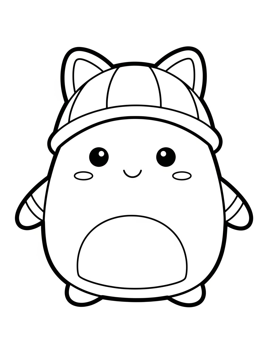 Desenho de Squishmallow fofo de hat para colorir