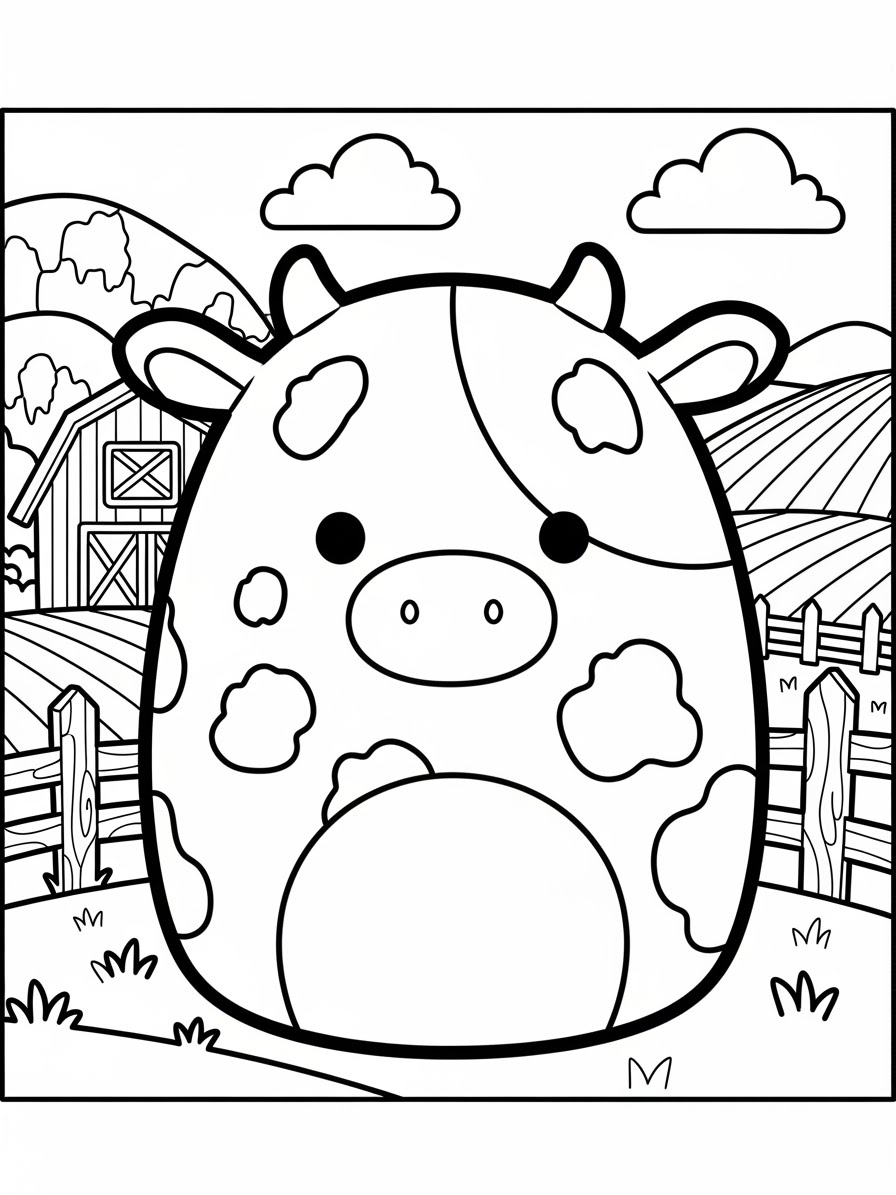 Desenho de Squishmallow de Vaca para colorir