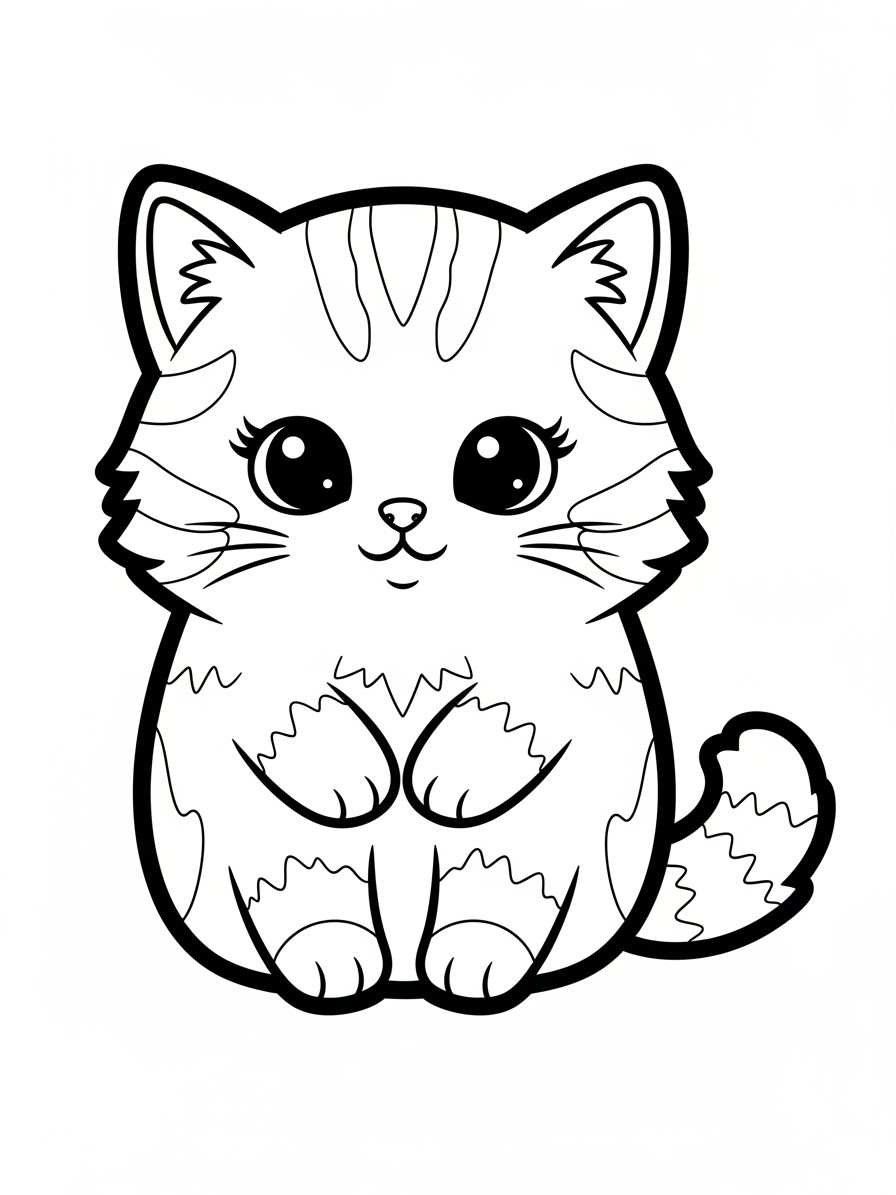 Desenho de Squishmallow de gato fofo para colorir