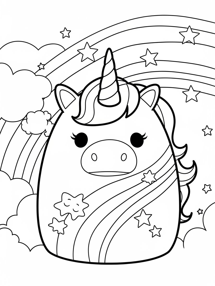 Desenho de Squishmallow de Unicórnio para colorir