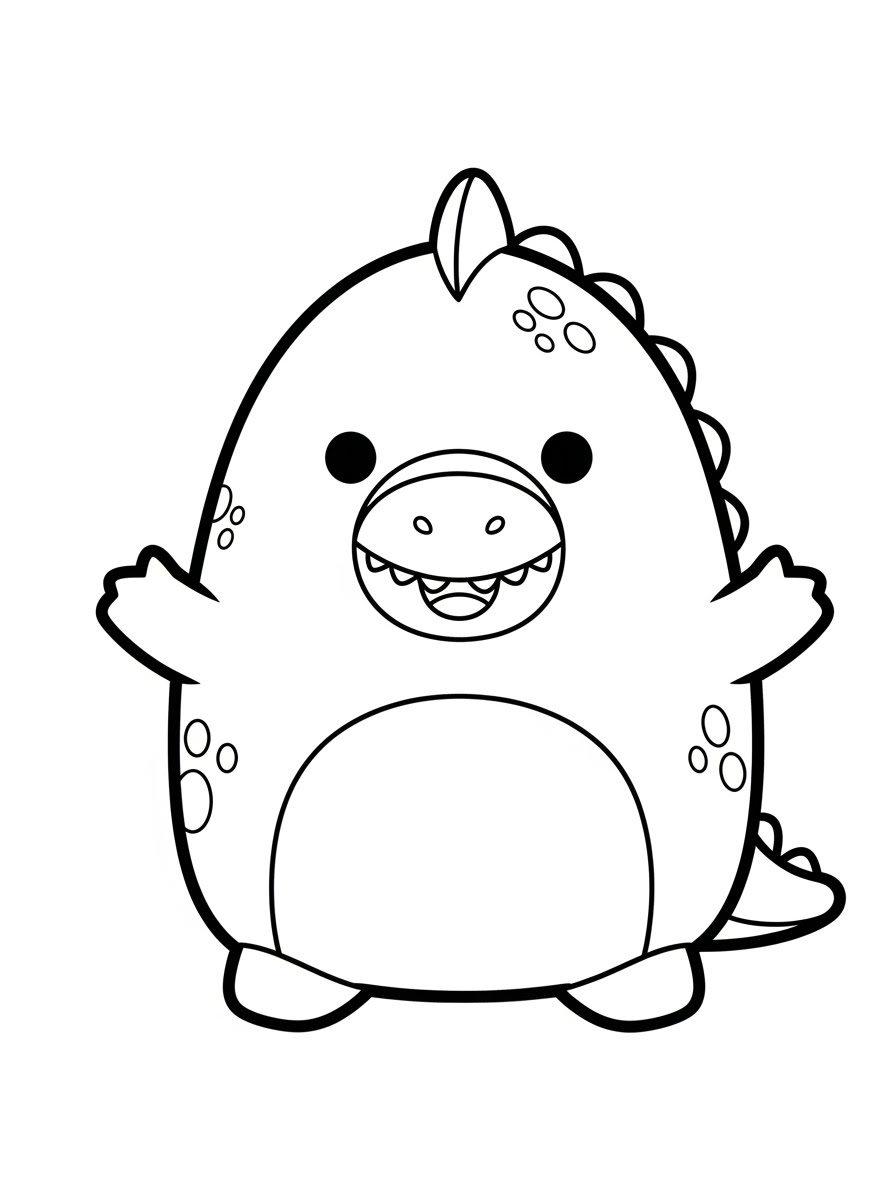 Desenho de Squishmallow de dinossauro para colorir