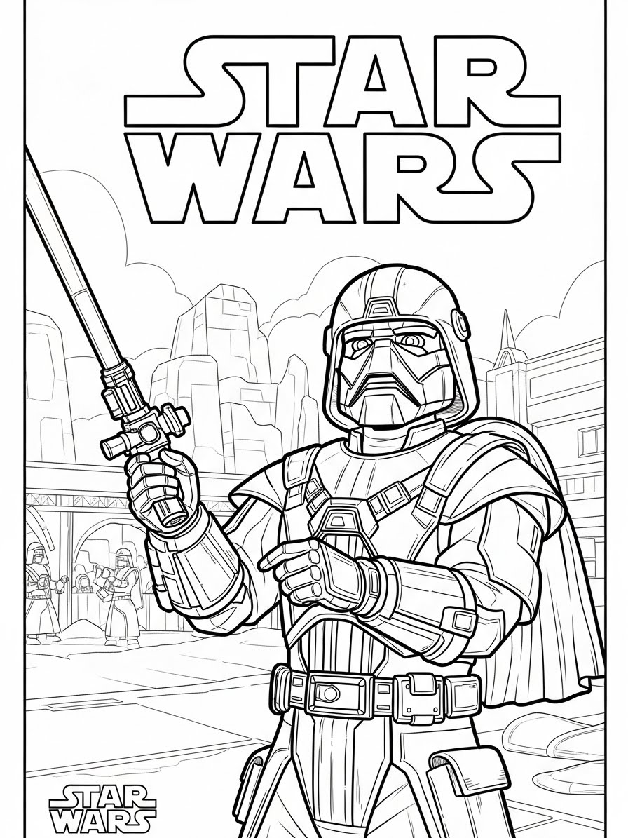 Desenho de Star Wars com um soldado para colorir