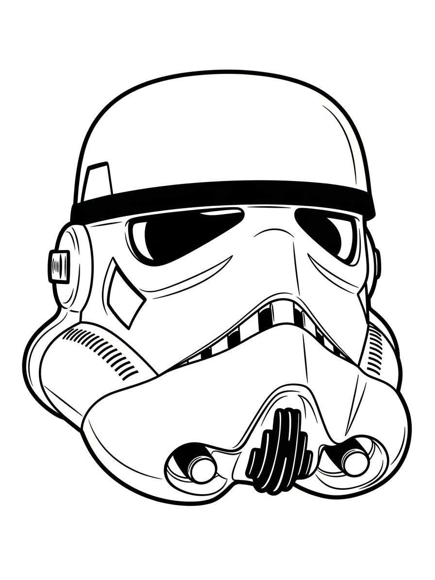 Desenho de Star Wars com capacete de Stormtrooper para colorir