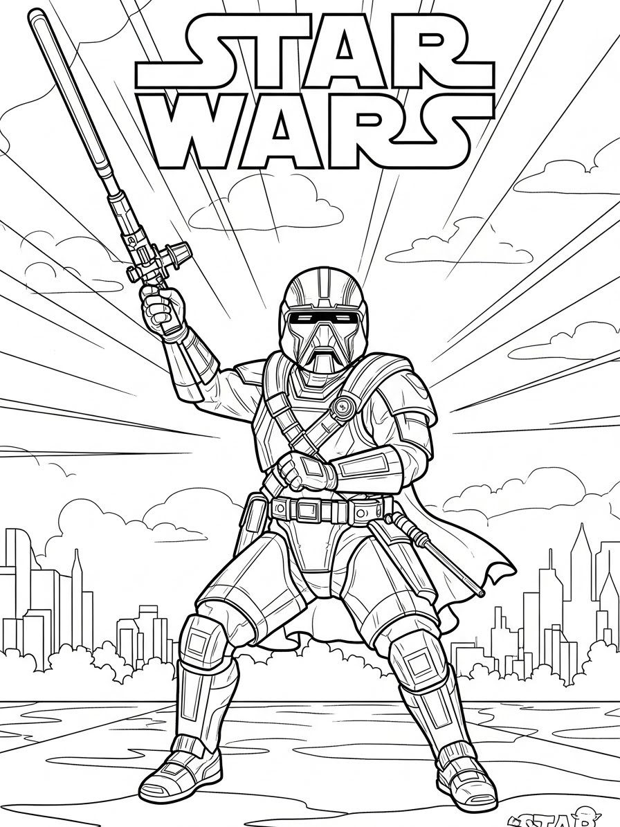 Desenho de Star Wars com um soldado clássico para colorir