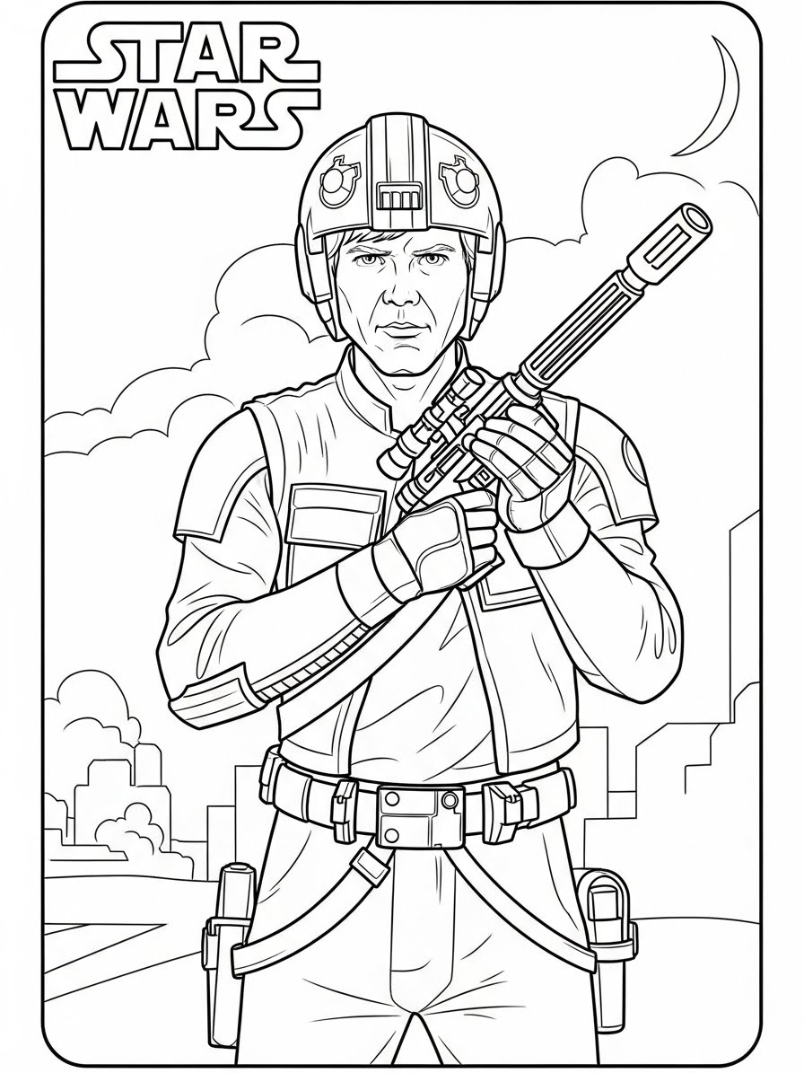 Desenho de Star Wars com soldado para colorir