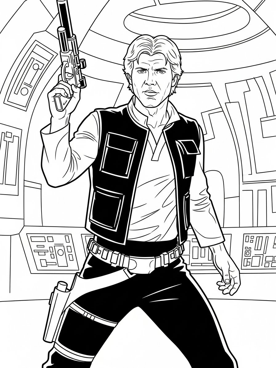 Desenho de Star Wars com Han Solo para colorir