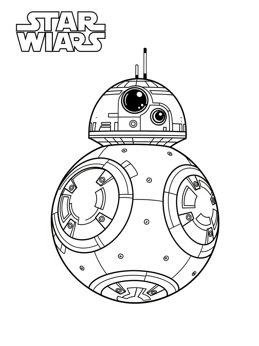 Desenho de Star Wars com BB-8 para colorir