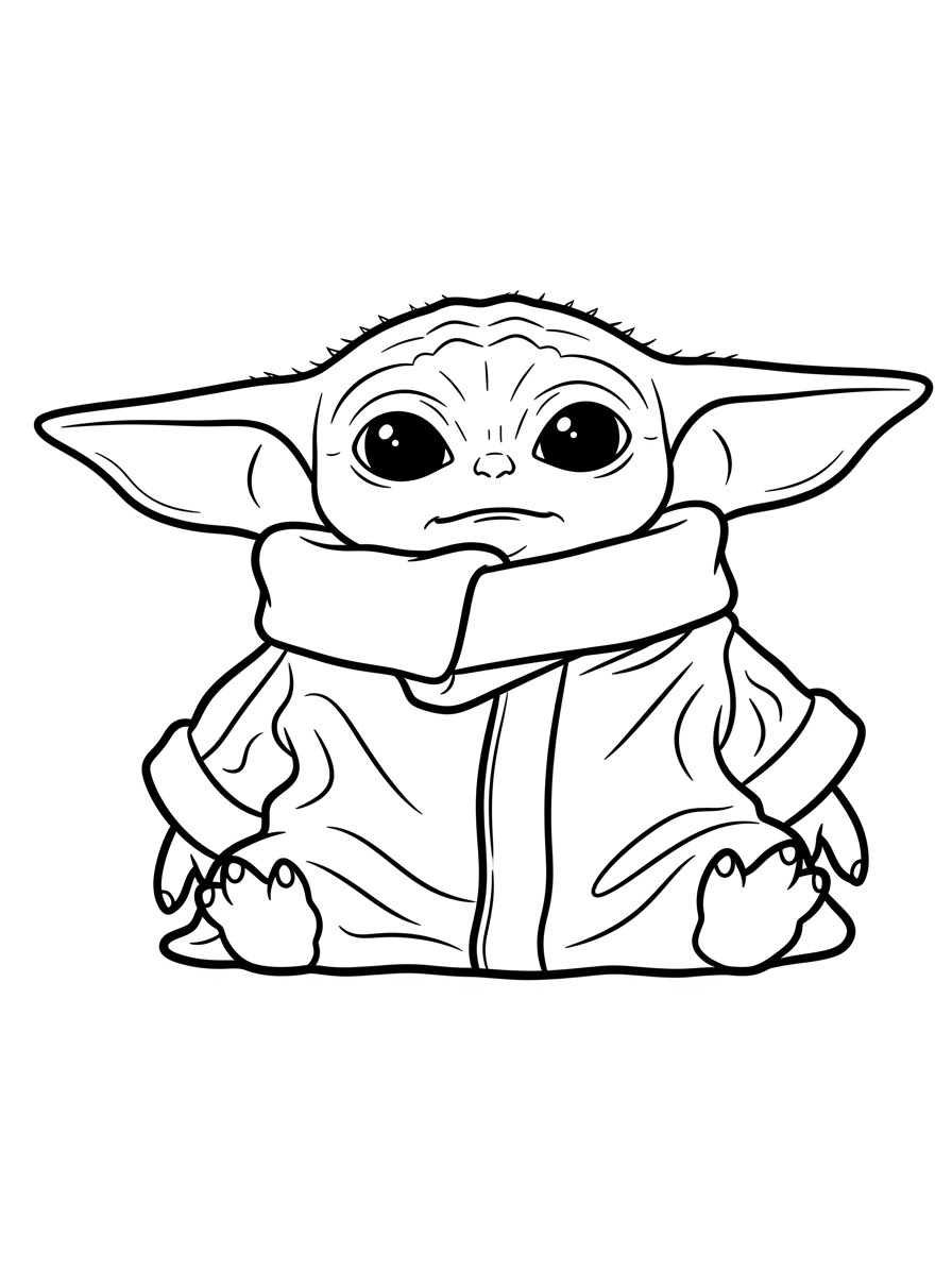 Desenho de Star Wars com Grogu para colorir