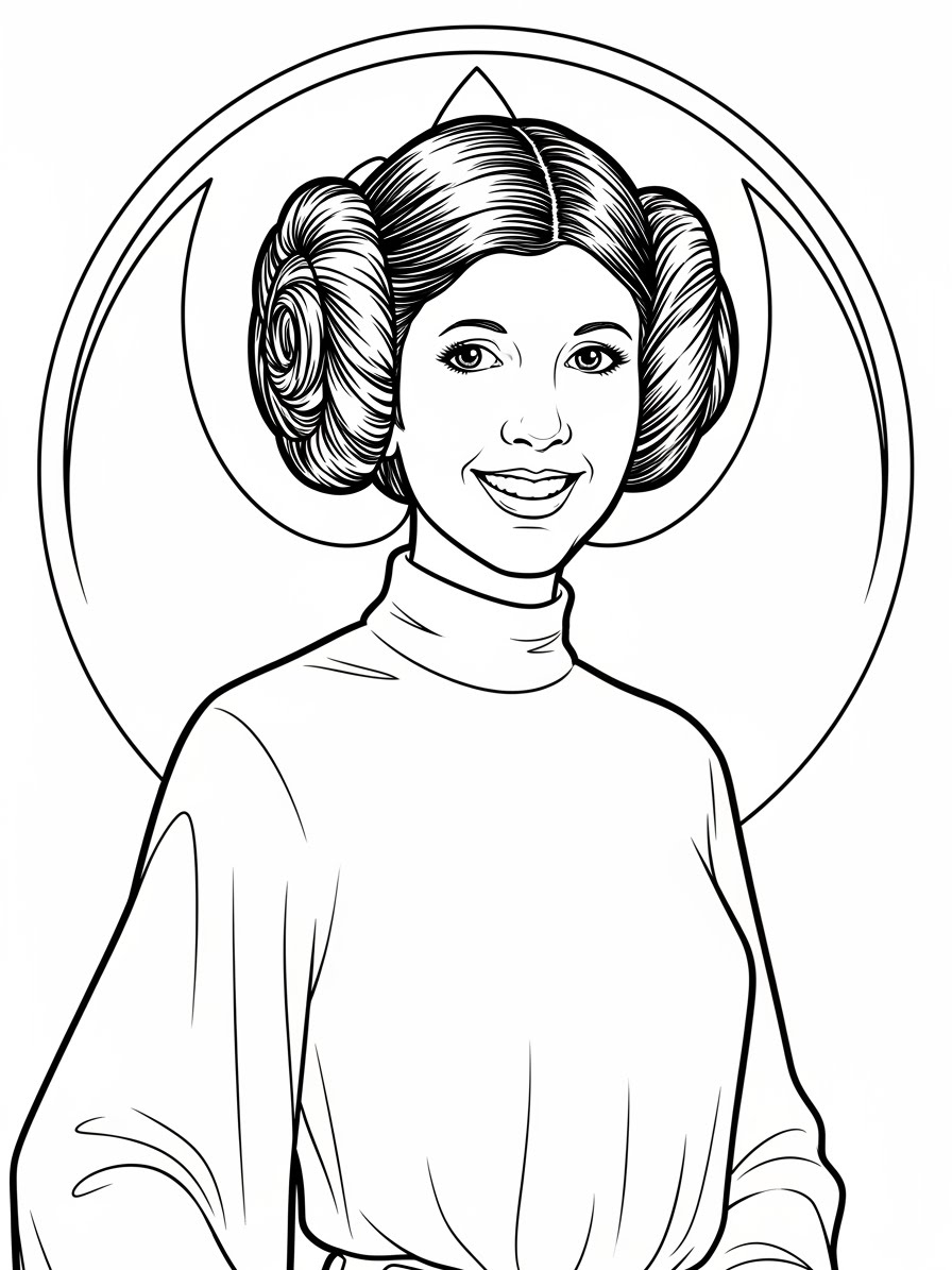Desenho de Star Wars com Princesa Leia para colorir