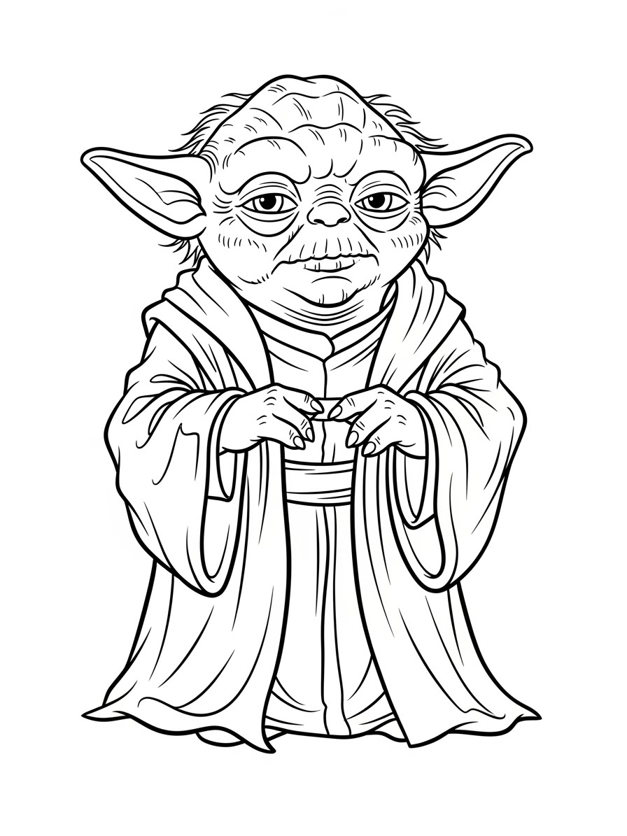 Desenho de Star Wars com Yoda para colorir