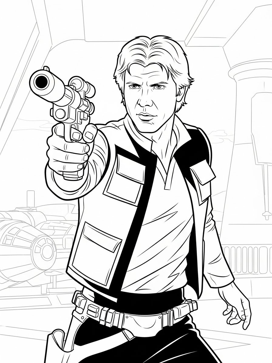 Desenho de Star Wars com Han Solo para colorir