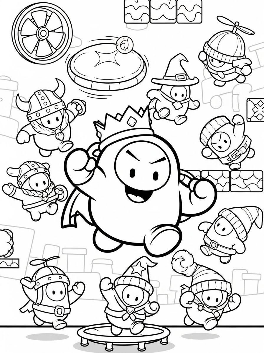 Desenho dos Stumble Guys em ação para colorir