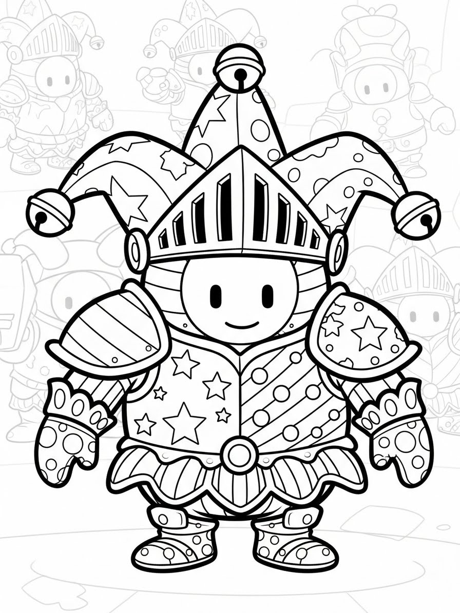 Desenho dos Stumble Guys guerreiro com armadura para colorir