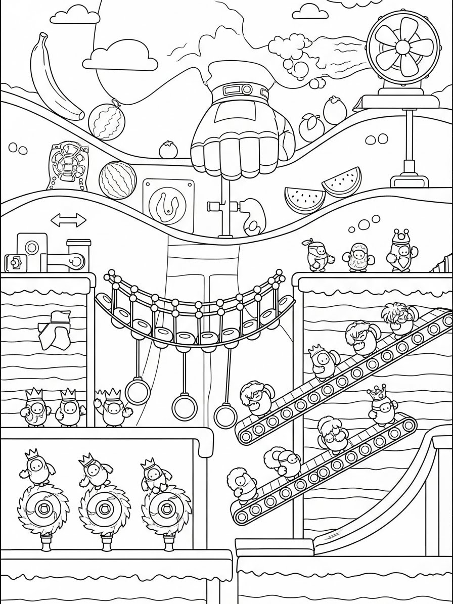 Desenho dos Stumble Guys em uma corrida divertida para colorir