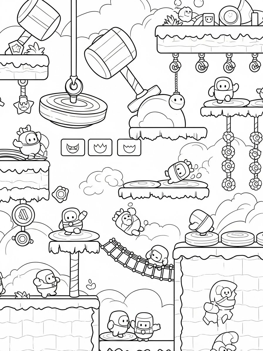 Desenho dos Stumble Guys em um cenário divertido para colorir