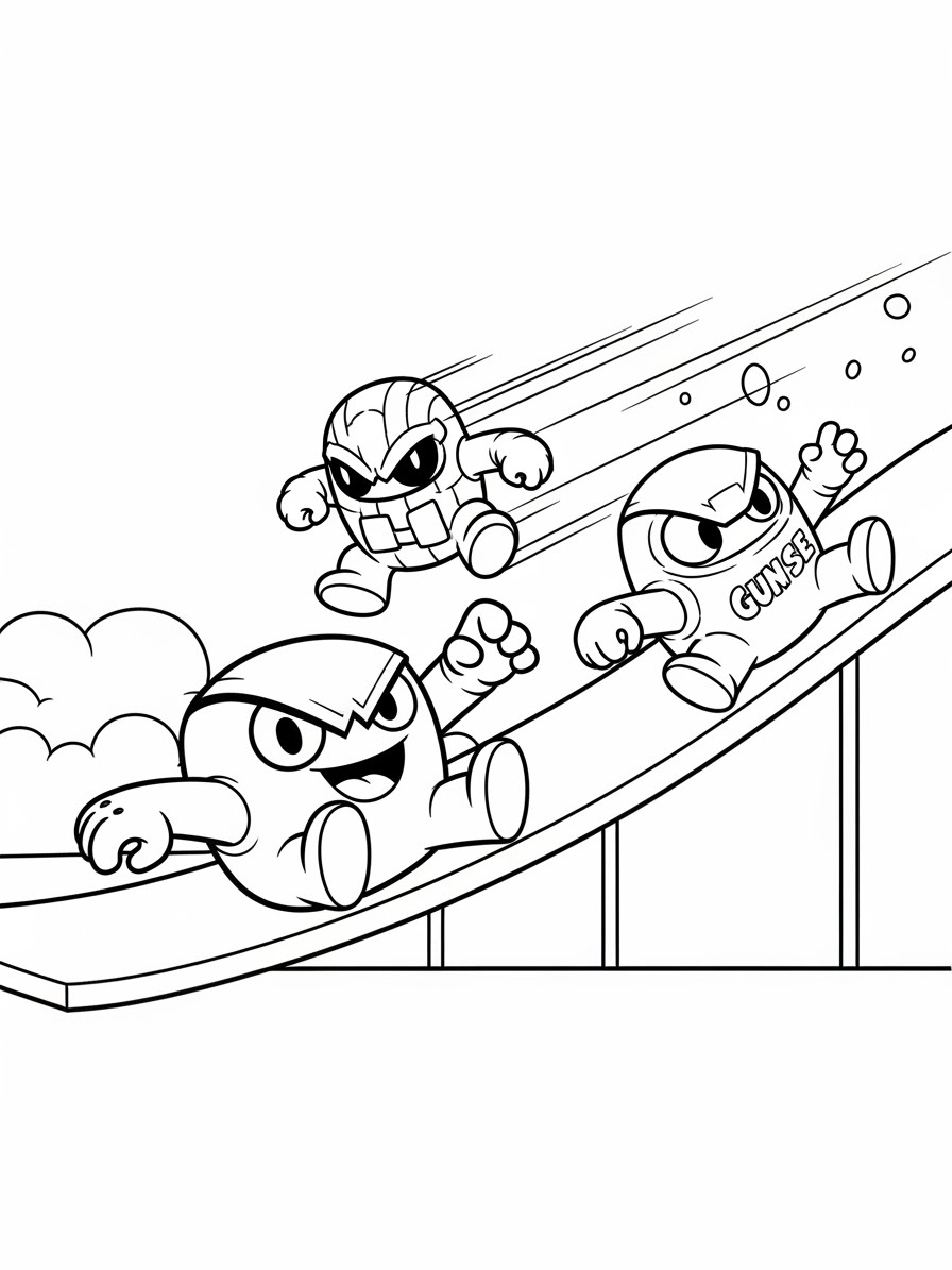 Desenho dos Stumble Guys correndo em uma pista para colorir