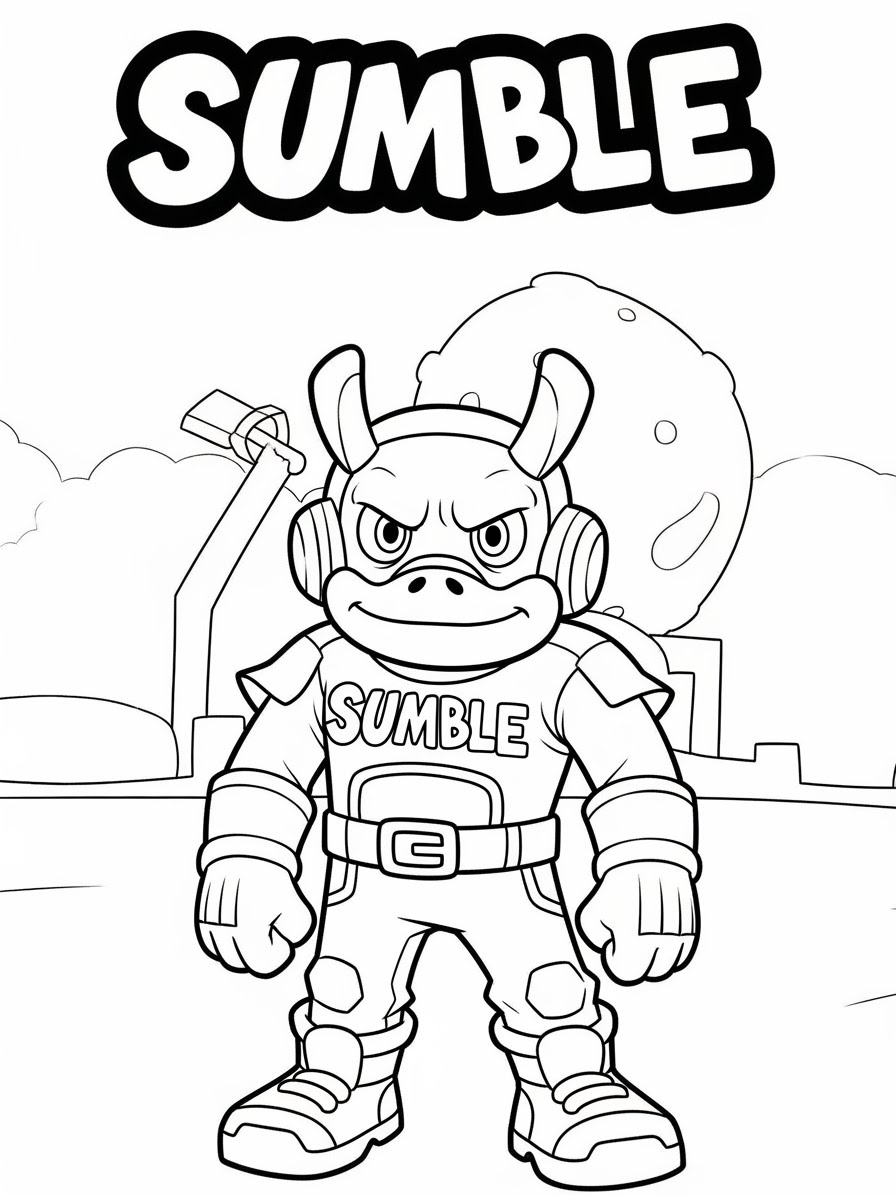 Desenho dos Stumble Guys personagem com fones para colorir