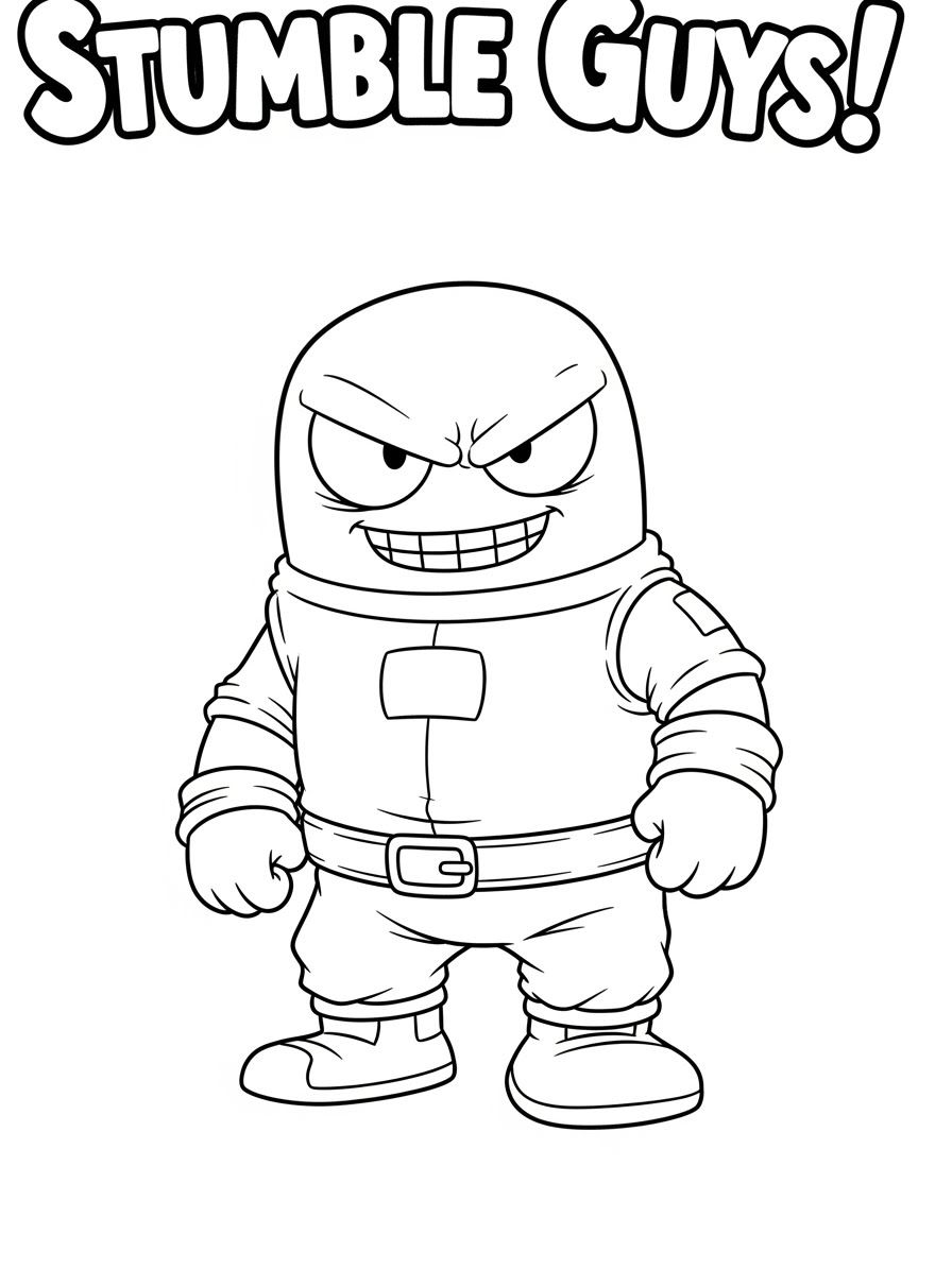 Desenho dos Stumble Guys com personagem sorridente para colorir
