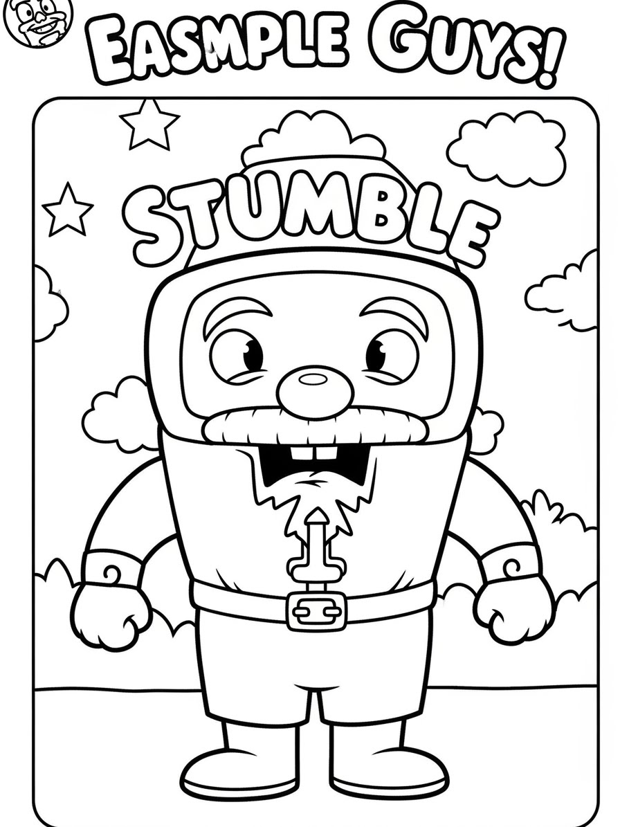 Desenho dos Stumble Guys com fundo divertido para colorir