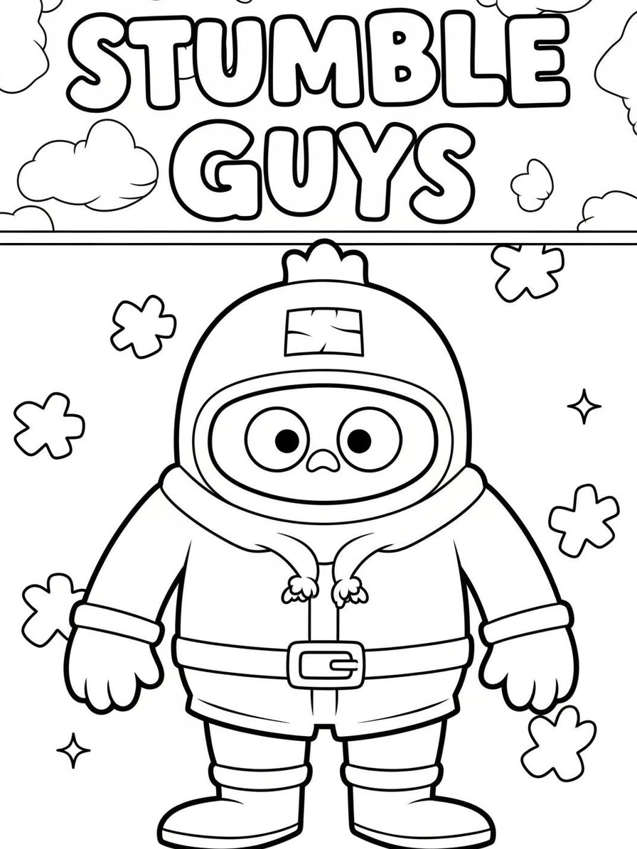 Desenho dos Stumble Guys vestido para o inverno para colorir