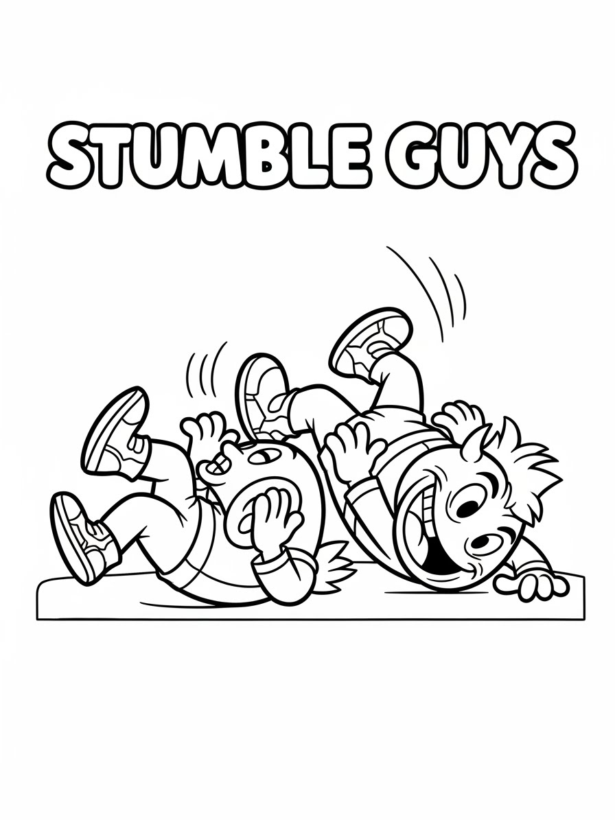 Desenho dos Stumble Guys brincando e se divertindo para colorir