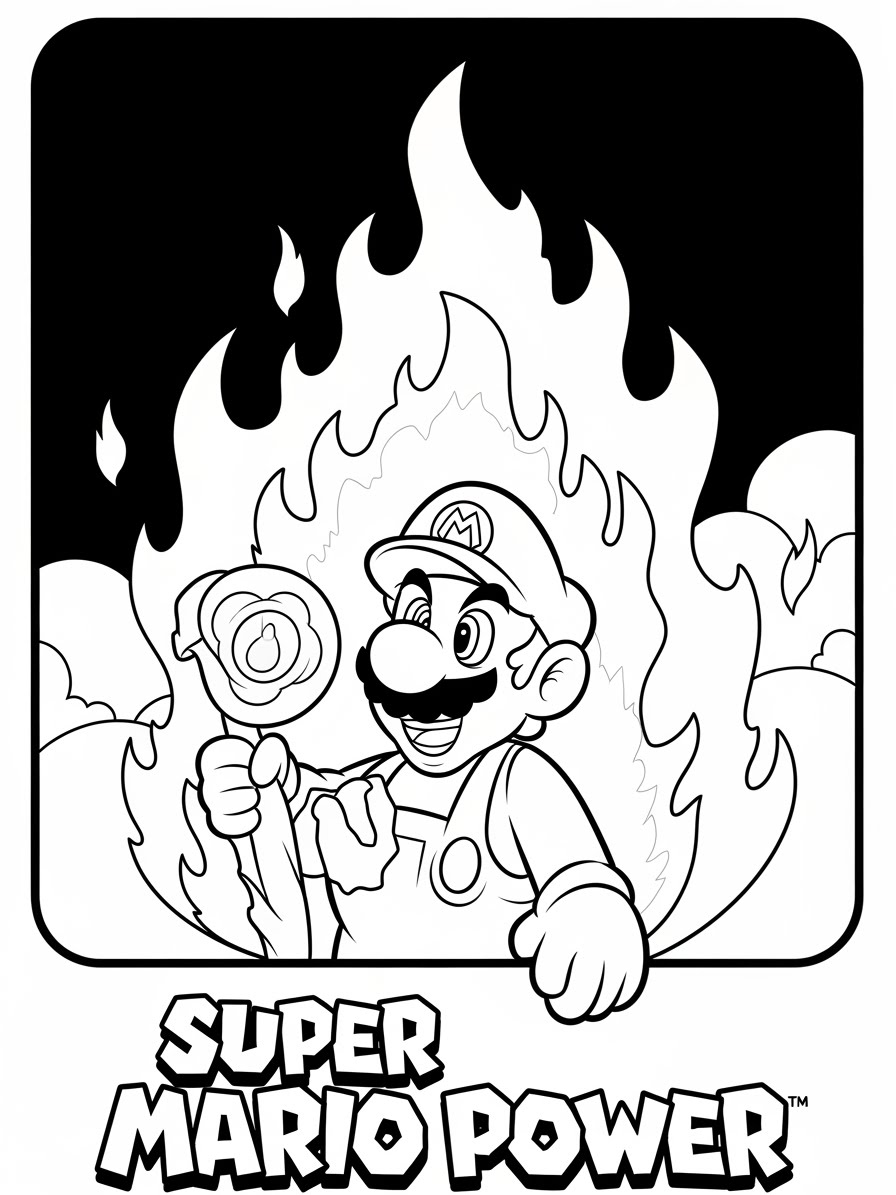 Desenho do Super Mario Bros com o Mario para colorir