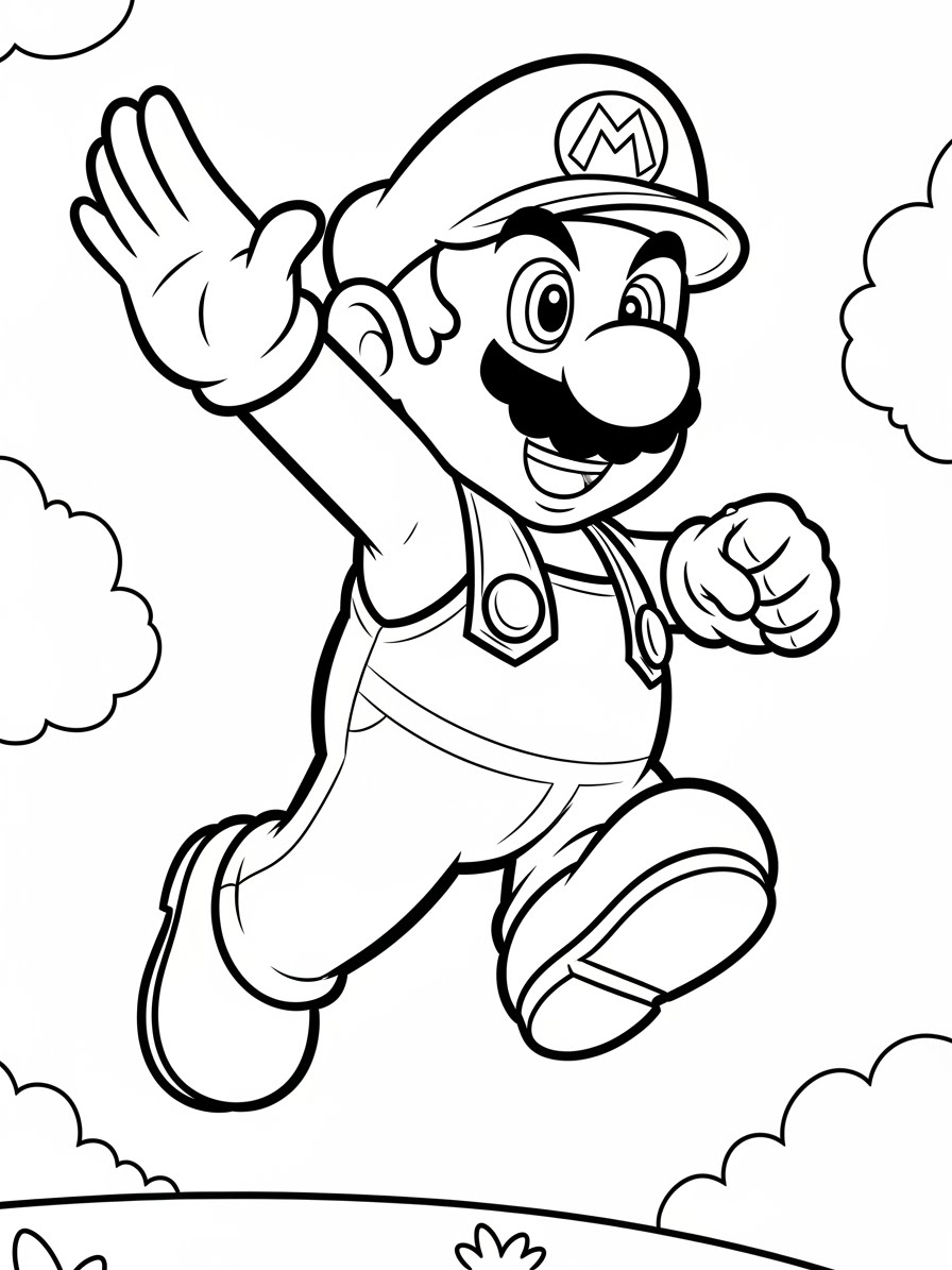 Desenho do Super Mario Bros com o Mario para colorir