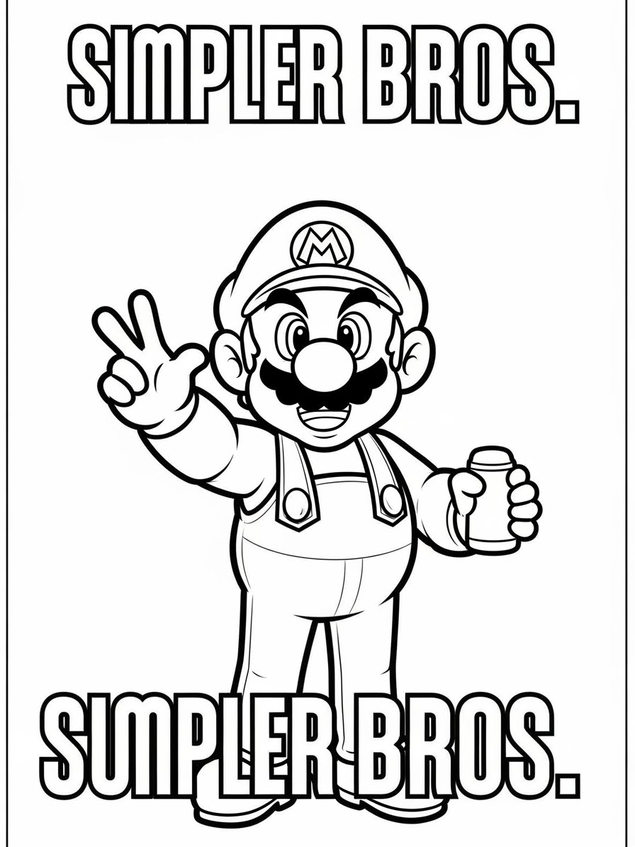 Desenho do Super Mario Bros com o Mario para colorir